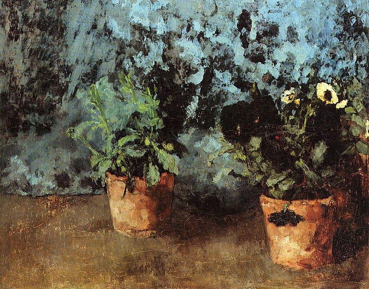Carl Schuch Zwei Blumentopfe mit Stiefmutterchen